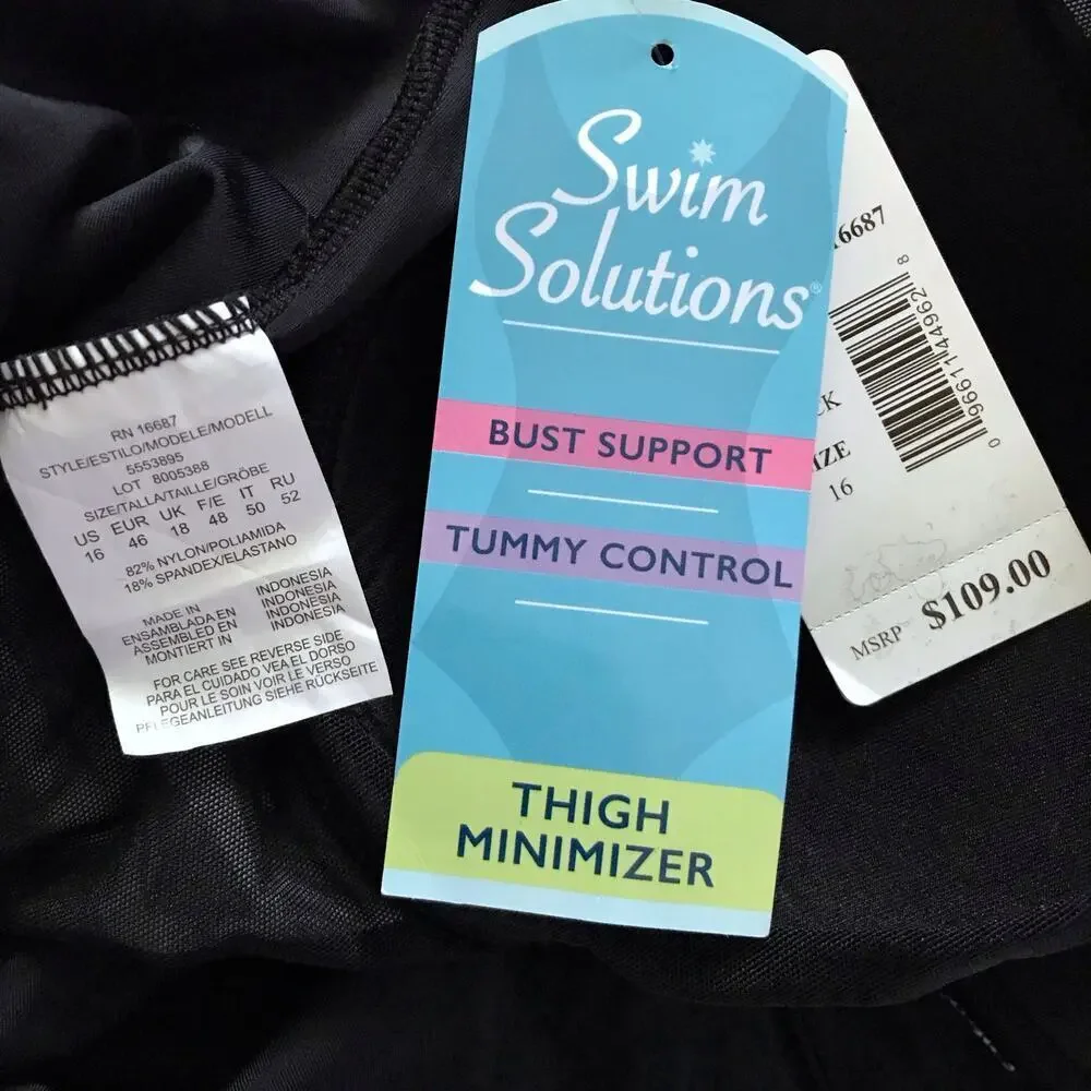 Swim Solutions NWT Tummy Control Skater Swimdress Women 16 - Picture 12 of 15